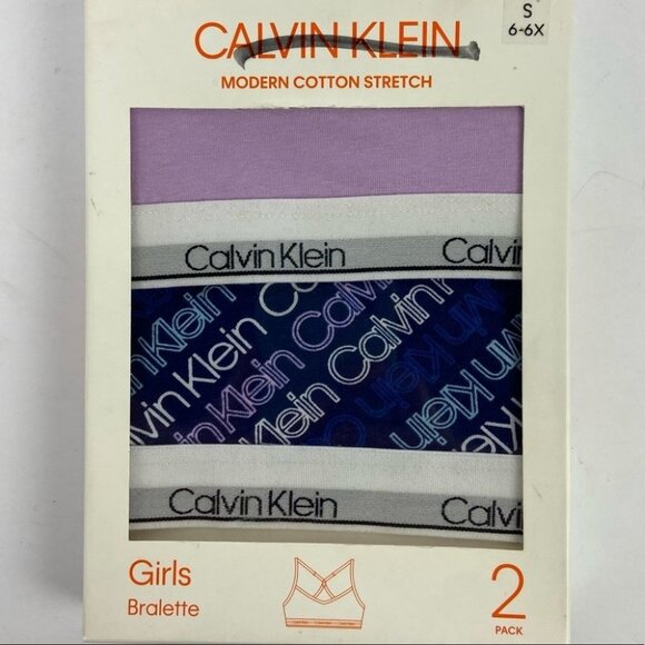 NWT Calvin‎ Klein 2Pack Logo Cotton Stretch Bralette Size Small Bras Purple Blue - Picture 2 of 3